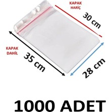 MTKardeşler 1000 Adet 28X30+5 cm Yapışkanlı Şeffaf Opp Poşet