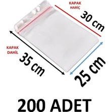 MTKardeşler 200 Adet 25X30+5 cm Şeffaf Yapışkanlı Jelatin Poşet