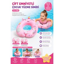 Bigstoy Toyflyer Çift Emniyetli Unicorn Çocuk Yüzme Simidi 2-6 Yaş Pembe AR003