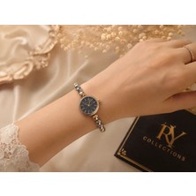 Ry Collections Nipon Model Çelik Gold  ve Gümüş Taş Detaylı Vintage Zarif Kadın Saat