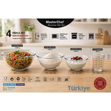 Veroksa Premium Borosilikat Cam Karıştırma Kaseleri ve Ölçü Bardağı Seti-4 Lü Set