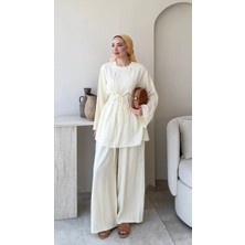 Miraydin Butik Kadın Modal  Bel Bağlamalı Tunik Pantolon Takım  M2672 - Sarı