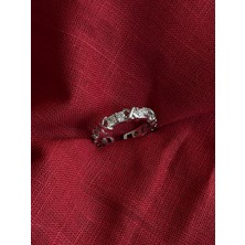 Triya Wear STUDIO-316L Çelik Kadın Zirkon Taşlı x Motifli Yüzük- Gold & Gümüş Renk Seçeneği Ayarlanabilir Çelik-Zarif Tasarım