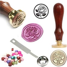 Mektup Damga Mühürü Elegant Rose + 30 Mühür Mumu + Eritme Kaşığı