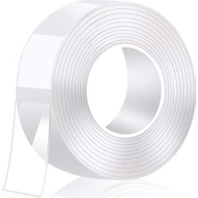 Suwors Nano Şeffaf Çift Taraflı Bant – 3cm x 2m, Yıkanabilir, Güçlü Yapışkan, Iz Bırakm
