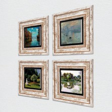 Pinecone Stone Monet Sonbahar, Gül Çiçekli Kemer, Bahçedeki Kadın, Gün Doğumu Taş Duvar Tabl