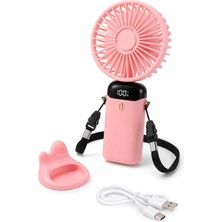 Busstier Taşınabilir Mini El Fanı LED Dijital Göstergeli 5 Kademeli Sessiz USB Şarjlı Katlanab
