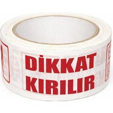 (Dikkat Kırılır) Koli Bandı 45X100 mt Kırılabilir Ürünler Için Uyarı Baskılı Güçlü P