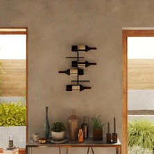 Duvara Monte Şaraplık – 6 Şişelik Modern Metal Şişelik – Minimalist Endüstriyel Duvar Tip