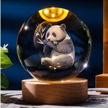 Mr 7 Renk Değiştiren LED Işıklı Dekoratif Cam Küre / Ahşap Tabanlı / USB Kablolu Gece Lambas