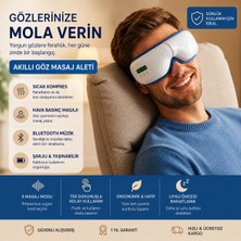Bluetoothlu Akıllı Göz Masaj Cihazı - Göz Yorgunluğu Için Isıtmalı Hava Basınçlı Şarjlı Alet