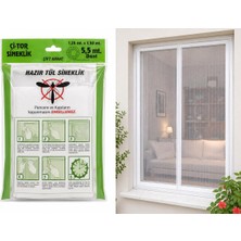 Pratik Sineklik Hazır Tül Sineklik Çift Kanat 150 cm x 125 Cm, Kapı ve Pencere Uyumlu Pimapen I�
