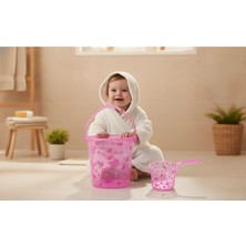 Şeffaf Kova & Maşrapa Set Pembe Desenli