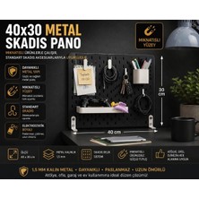 Technoloby Metal Skadis Pano 40X30 cm - Mıknatıslı Pegboard Organizer - 1,5 mm Çelik Duvar Paneli