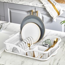 Çok Amaçlı Bulaşıklık Kurutmalık ve Tabaklık, Beyaz, Plastik, Bpa Içermeyen, Tezgah Üstü