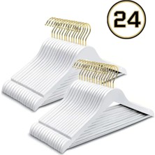 Hausgarten 24 Adet Beyaz Gold Kancalı Plastik Elbise Askı