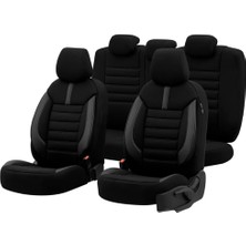 Limited Design Ortopedik Ekstra Destekli Oto Koltuk Kılıfı Tam Set (Siyah-Gri)