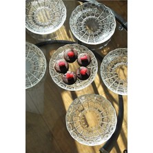 Cam Kristal Model Tabak Kahvaltılık Çerez 14 cm Tatlı Tabağı 6'li Oslo