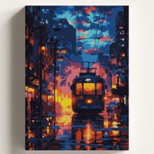 Sayılarla Boyama Tuval Hobi Seti Japon Sokak Temalı Fırça ve Boya Dahil Set (Çıtalı) 50X70 cm