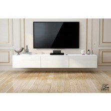 Semih Mobilya Modern Mdf Duvara Monte 180 cm  Beyaz Tv Ünitesi – Minimalist Şık Tasarım