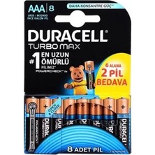 Duracell Turbo Max Alkalin LR03 1.5V AAA INCE 8'li pil 