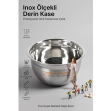 Transformacion Inox Ölçekli Derin Kase - 28 cm 4 Litre Karıştırma Kabı Profesyonel 304 Paslanm