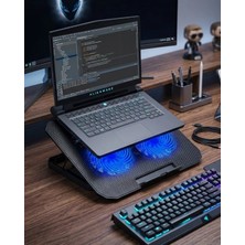 Mey İthalat Çift Fanlı Sessiz Laptop Soğutucu 17 Inç Uyumlu Yükseltici Stand
