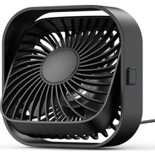 Warmco K51 Masaüstü Vantilatör 3 Kademeli 360° Döner Başlıklı USB Kablolu Soğutucu Fan Siya