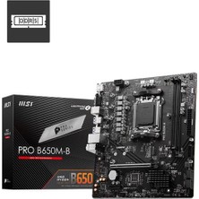 Msı Pro B650M-B Ddr5 6800MHZ 1xvga 1xhdmı 1xm.2 USB 3.2 Matx Am5 (Amd Am5 9000/8000/7000 Serileri
