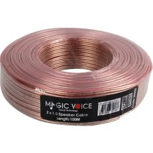 Magicvoice 2x1,0 mm Şeffaf 100 Metre Hoparlör Ses Sistemi Kablosu Mert Kablo