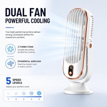 Kule Tipi Şarjlı Vantilatör, 5 Kademeli Hız Ayarlı Güçlü Soğutucu, 4000 Mah Yüksek Şarj K