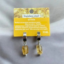 Aura Stone Çelik Aparatlı Sitrin Doğal Taş Küpe