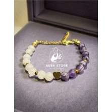 Aura Stone Aura Loveheals Ametist & Pembe Kuvars Çelik Aparatlı Doğal Taş Bileklik