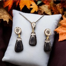 Aura Stone Aurastone Lacivert Yıldız Taşı Doğal Taş Zirkonlu Set