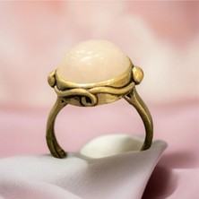 Aura Stone Aurastone Pembe Kuvars Doğal Taş Bronz Yüzük