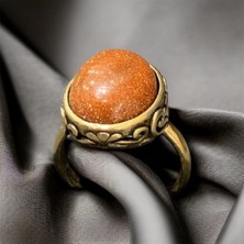 Aura Stone Aurastone Kahverengi Yıldız Taşı Doğal Taş Bronz Yüzük