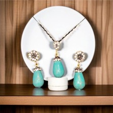 Aura Stone Aurastone Turkuaz Doğal Taş Zirkonlu Set
