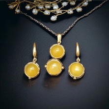 Aura Stone Aurastone Sarı Akik Doğal Taş Bronz Set