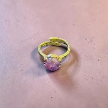 Aura Stone Aurastone Madeni Bronz Bakır Ametist Doğal Taş Yüzük