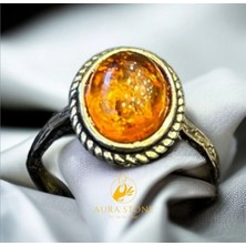 Aura Stone Aurastone Kehribar Ayarlanabilir Bronz Küçük Yüzük