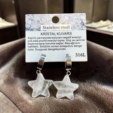 Aura Stone Aurastone Çelik Aparatlı Kristal Kuvars Doğal Taş Küpe