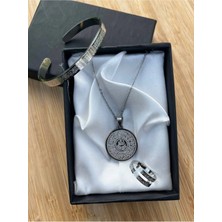 Aura Stone Aurastone Paslanmaz Çelik Ayetel Kürsi Set (Kolye, Bileklik, Yüzük)