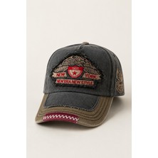 Cosmooutlet Vintage Siyah Eskitme Erkek Şapka Ayarlanabilir Nakışlı Baseball Cap Unisex Pamuklu Günlük Kullanım