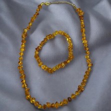 Aura Stone Aurastone Doğal Kehribar Kolye Bileklik Set