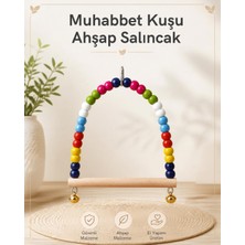 Paks Pet Renkli Ahşap Boncuklu Kuş Salıncağı 12X13 cm – Kancalı Kafes Oyuncağı – Muhabbet Kuşu, Cennet Papağanı ve Forpus Için