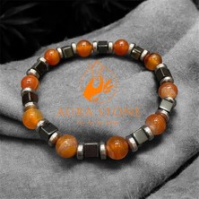 Aura Stone Aurastone Turuncu Akik Hematit Doğal Taş Bileklik