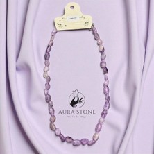 Aura Stone Aurastone Ametist Açık Renk Doğal Taş Kolye