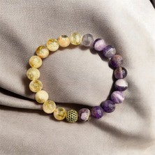 Aura Stone Aurastone Sitrin - Ametist Doğal Taş 10MM Bileklik