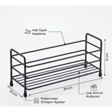 Bienca Metal Organizer Raf – Mat Siyah | Baharatlık, Lavabo & Tezgah Üstü Düzenleyici, 29 cm