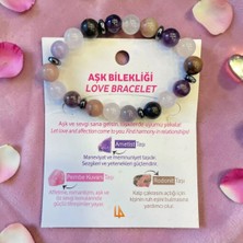 Aura Stone Aurastone Doğal Taş Aşk Bilekliği (Ametist, Pembe Kuvars, Rodonit)